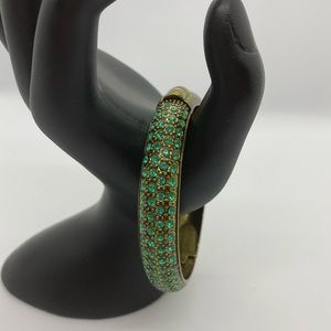 Bracelet antique gold and blue/green cut crystals